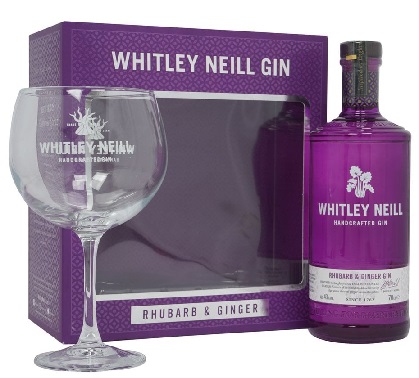 Whitley Neill Rhubarb Ginger (Rebarbara és gyömbér) Gin 0,7 43% pdd. + pohár