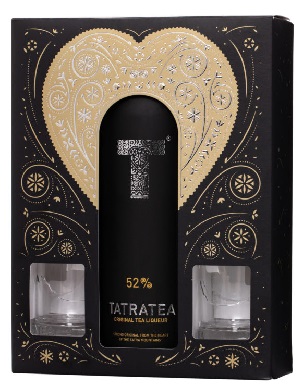 Tatratea -fekete- eredeti tea likőr 52% pdd. + 2 pohár