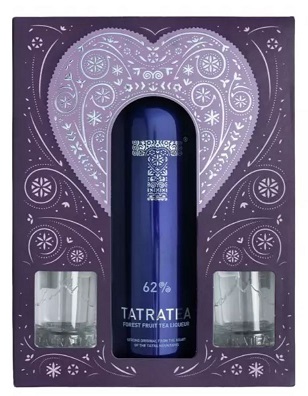 Tatratea -lila- erdei gyümölcsös tea likőr 62% pdd. + 2 pohár