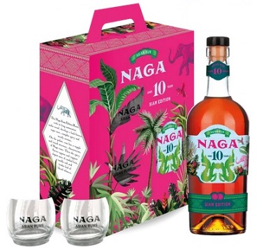Naga Siam Edition 10 year old rum 40% pdd. + 2 pohár