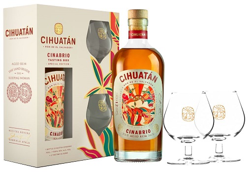 Cihuatan Cinabrio 12 years Aged Rum 40% pdd. + 2 pohár